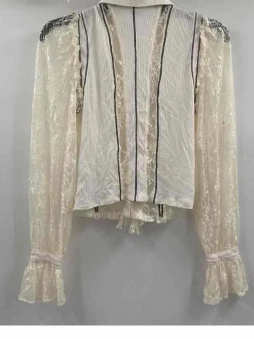 Free People Sheer Lace Button-Down Blouse in Cream